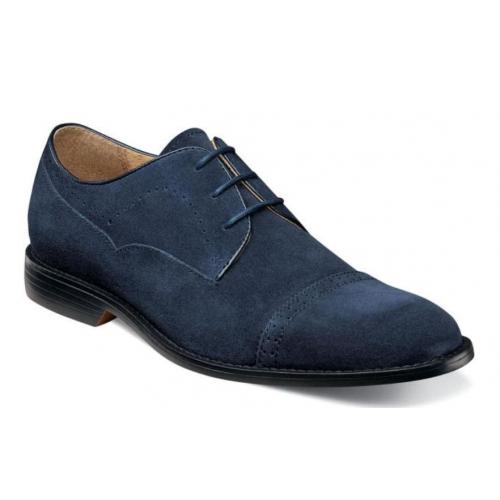 Stacy Adams "Winslow" Navy Genuine Suede Leather Cap Toe Oxford 25311-415.